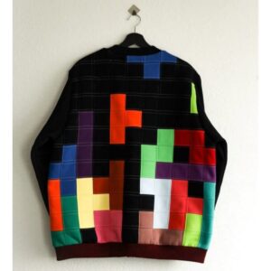 tetris patchwork cropped vest – retro arcade series