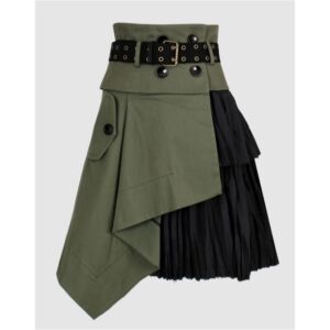 asymmetric military pleated skirt