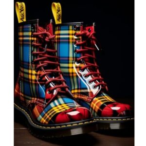 plaid rebel drip boots