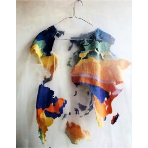 world map mesh sweater